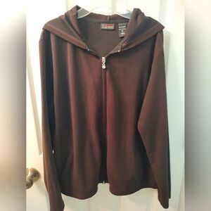 New York & Co. Sport Brown Zippered, Hooded Jacket Size XL
